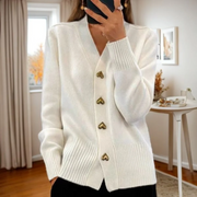 Catherine | Elegant Heart Button Cardigan