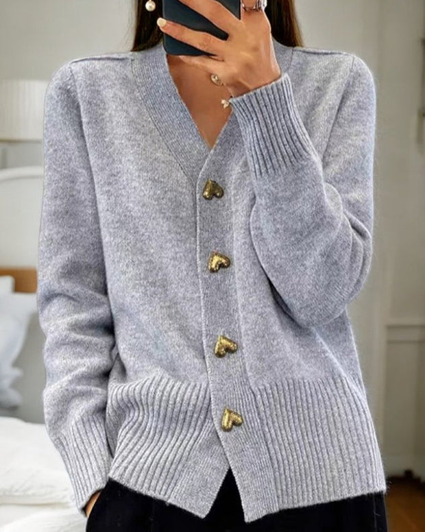 Catherine | Elegant Heart Button Cardigan